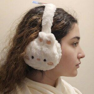 Plush Bunny Winter Ear Warmers, White